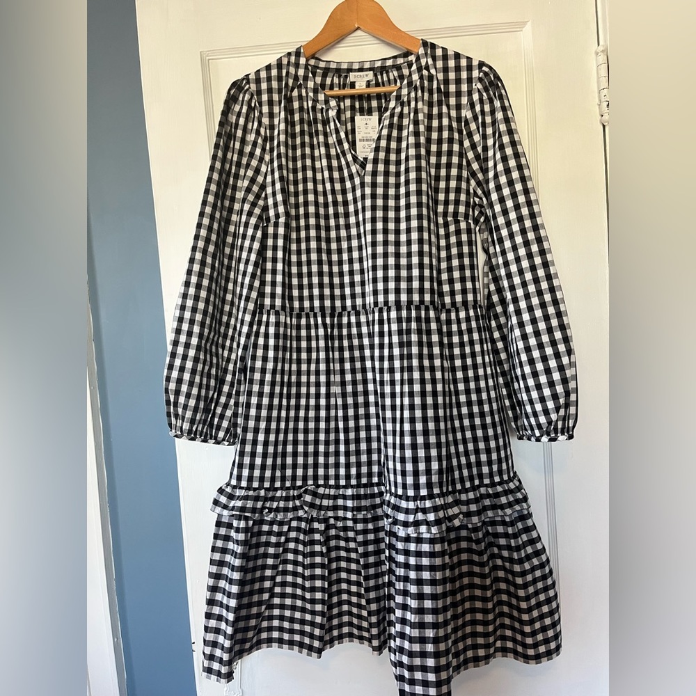 MIDI black & white gingham dress - J Crew